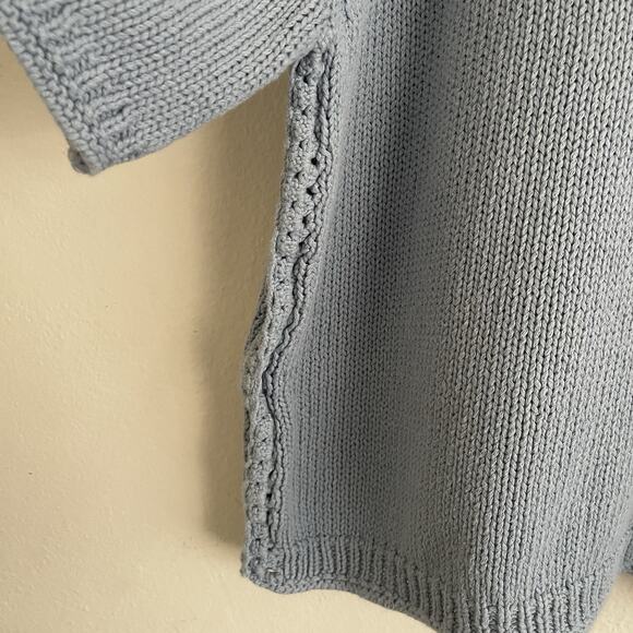 Wrap London Size M Blue Cotton Knit Short Sleeve Boxy Top T-Shirt Sweater - Picture 4 of 7